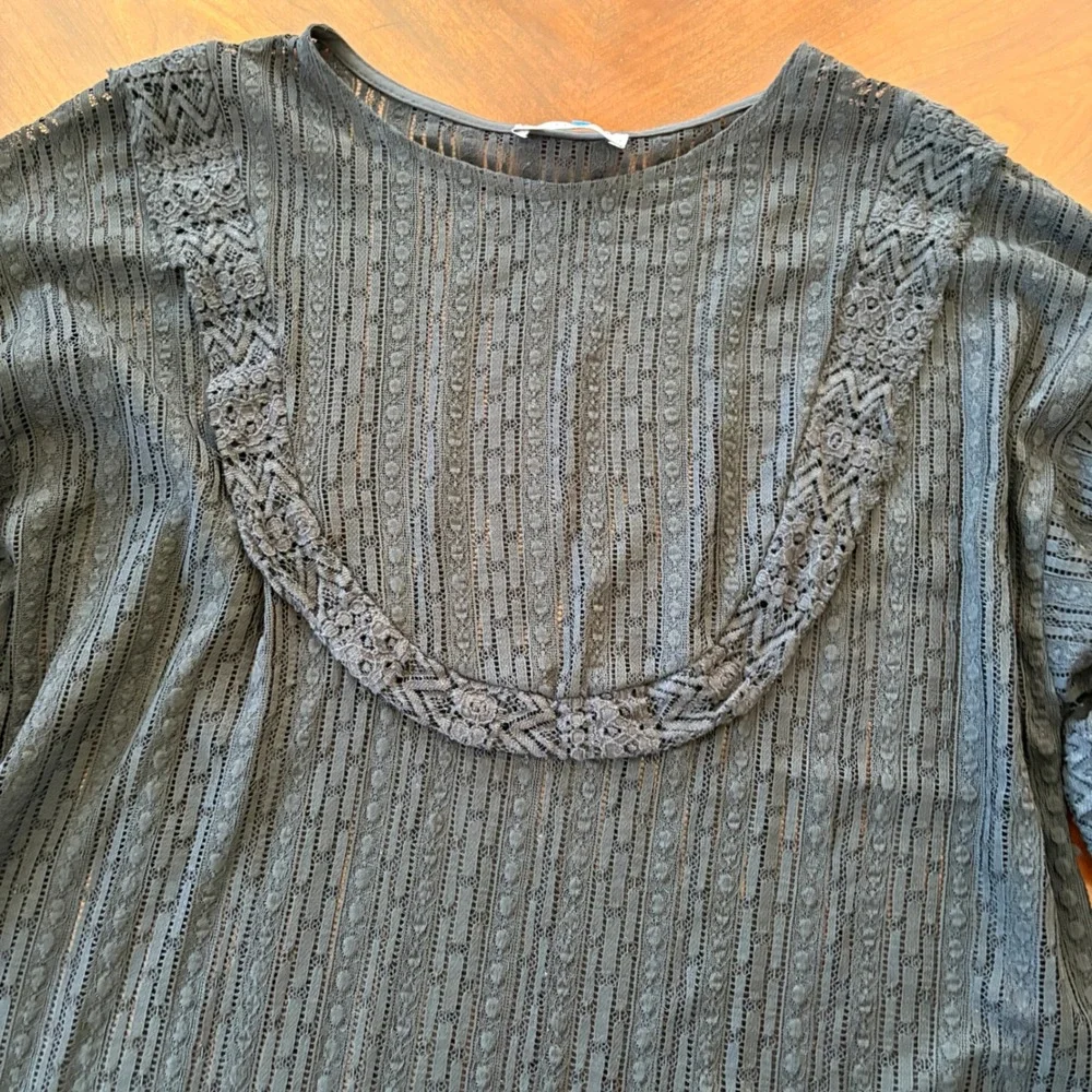 Zara Black Lace Top Medium Whimsigoth Sheer Ruffle Tiered Blouse M‎